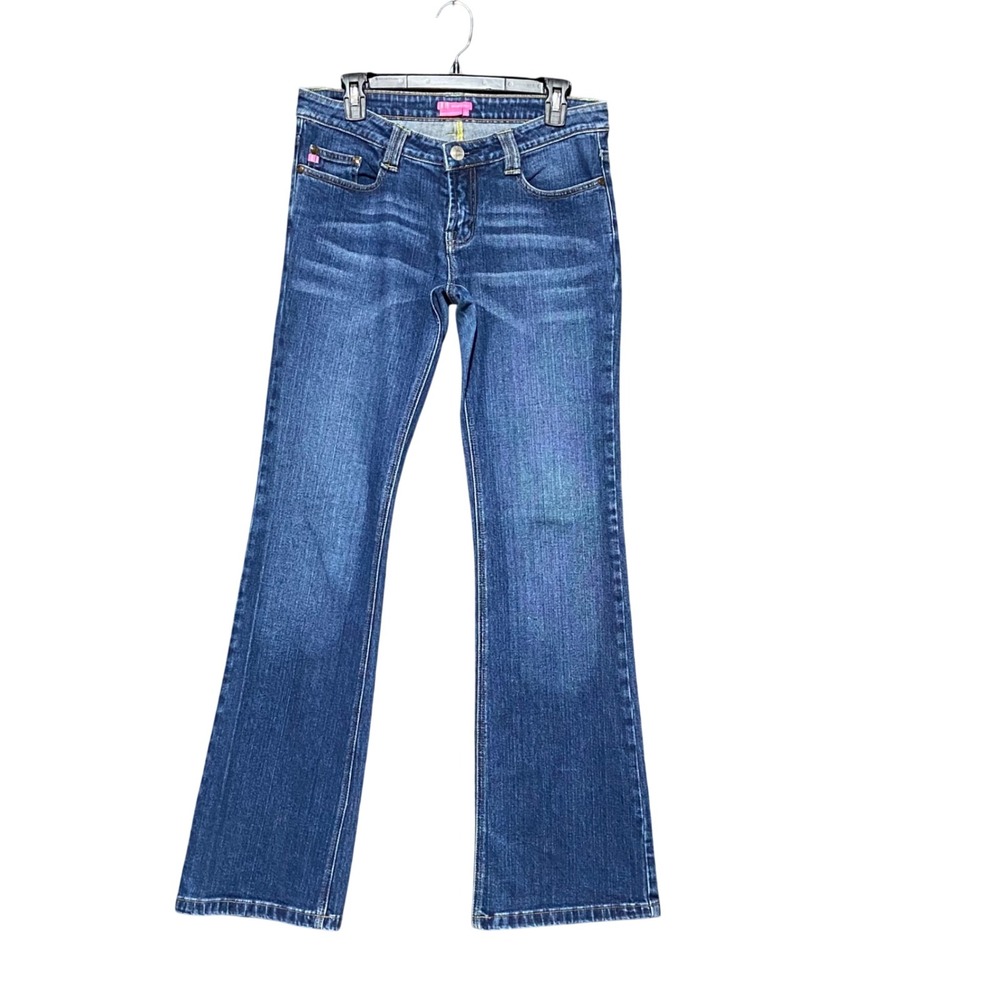 BCBGIRLS Womens Y2K Bootcut Jeans Size 8 Blue Medium Wash Low Rise Stretch Retro